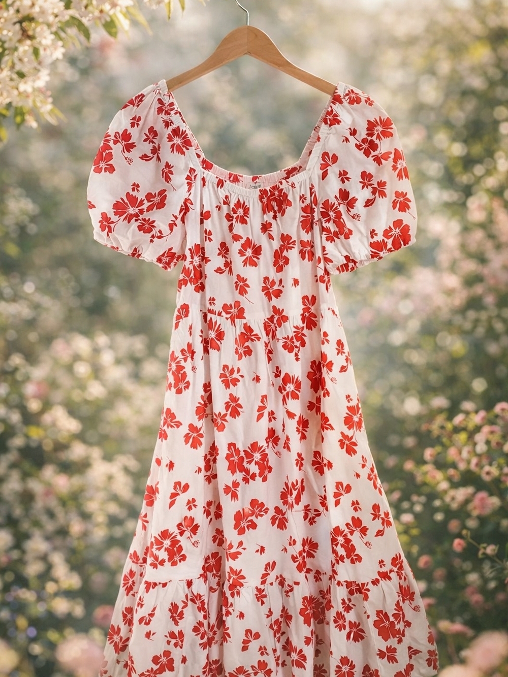 Mothers Day! Summer! Resort! Vacation!J. Crew White Dress with Red Floral Print